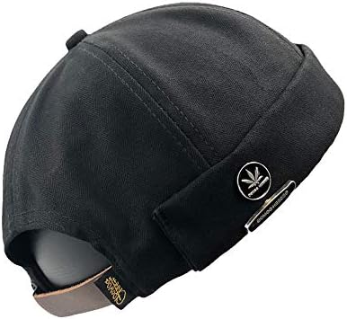 jerague Breathable Docker Beanie Hat Adjustable Leather Buckle Vintage Style Brimless Cuff Watch Cap