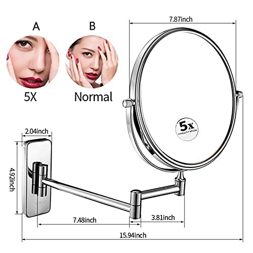 Miroir maquillage mural double face 5X extensible pour salle de bain - 3