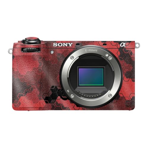 Image of Glossy Glitter Camera Skin Compatible with Sony A6700 Mirrorless Camera (2023) - Red Hexa Camo - Premium 3M Vinyl Protective Wrap Decal Cover - Easy to Apply | Crafted in the USA by MightySkins