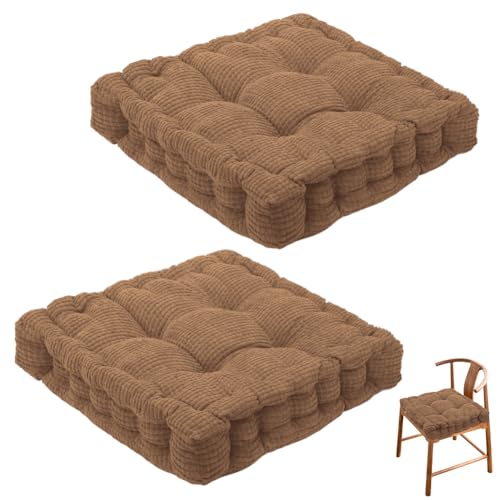 Lot de 2 coussins de chaise, coussins d’assise 40 * 40 cm pour intérieur et extérieur, coussins épais pour sol, coussins de siège pour maison, jardin,...