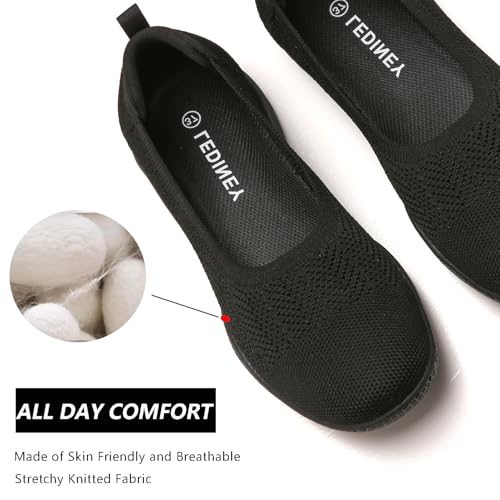 Image of LEDINEY Women's Flats Slip On Go Walk Shoes for Women Comfortable Walking Sneakers Knit Low Wedge Dressy Ballet Shoes Zapatos para Mujer