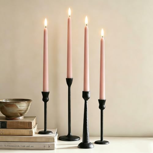 Image of Dusty Pink Flameless Taper Candles with Remote Set of 4