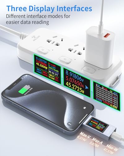 Image of USB C Tester Power Meter, 4-30V 0-12A Type-C PD Tester Digital Multimeter, Voltage and Current Tester Meter Voltmeter, Power Bank Capacity USB Cable Charger Detector (KWS-2303C)