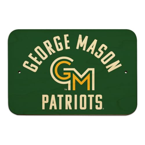 George Mason University Patriots Logo Home Business Office Sign - Wood - 6" x 9" (15.3cm x 22.9cm)