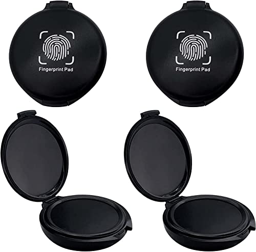 Fingerprint Ink Pad 2 Pack Black Thumbprint Ink Pad for Notary Supplies Mini Fingerprint Kit for Identification Security ID Fingerprint Cards Law Enforcement Fingerprint Office Contract Use