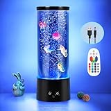 PINPON Bubble Aquarium Lamp Dual Power USB/Battery (NOT Included) Color Changing Fish Tank with Remote, 4 Lighting Modes, Artificial Bubbler Mood Light for Home Decor, Relaxation & Kids