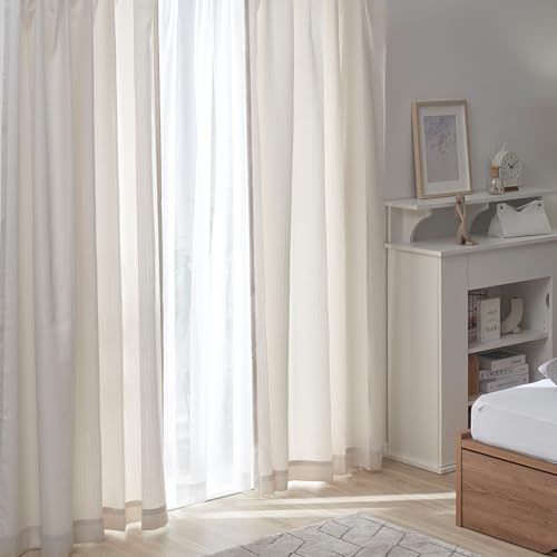 LOWYA ���E�� �J�[�e�� �h���[�v�J�[�e�� ���[�X�J�[�e�� 4�_�Z�b�g �A�W���X�^�[�t�b�N �^�b�Z�� �􂦂� �z���C�g ��100×��150cm