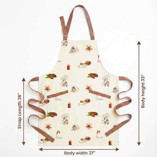 Image of 100% Cotton Unisex Apron - Adjustable Neck Straps, Vibrant Print, Reinforced Stitching, Multipurpose& Deep Pocket - for Cooking, Catering, Gardening, Painting-Printed Aprons