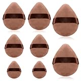 8 Pieces Powder Puff Set Face Soft Triangle Makeup Puff Soft Plush Setting Powder Puff Sponge Beauty Makeup Tools for Dry&wet Makeup Concealer Loose Body Powder Foundation-Brown,4 Sizes