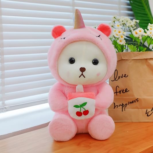 Image of SCOOBA Cute White Bear with Unicorn Cap and bonbon Soft Toys for Kids Babies 35cm Medium (Unicorn Cap Bear 35cm)