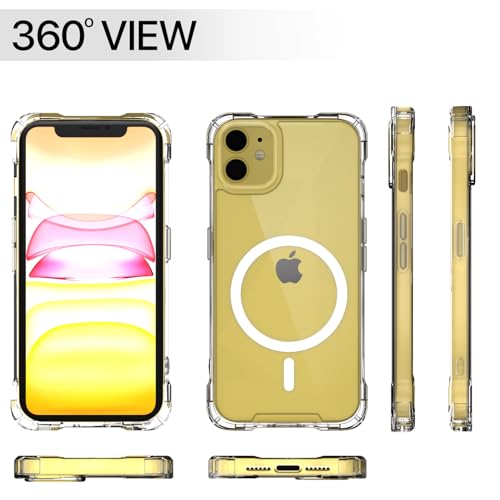 Image of Amazon Basics Back Cover for iPhone 11 Mag-Safe Shockproof PC + TPU Protective Case Magnetic Support Bumper Case (Transparent Mag-Safe)