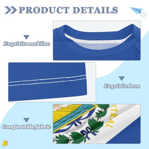 Aflyko Patriot Kid Rashguard Shirt Flag of El Salvador Boys Girls Swimsuit Top3