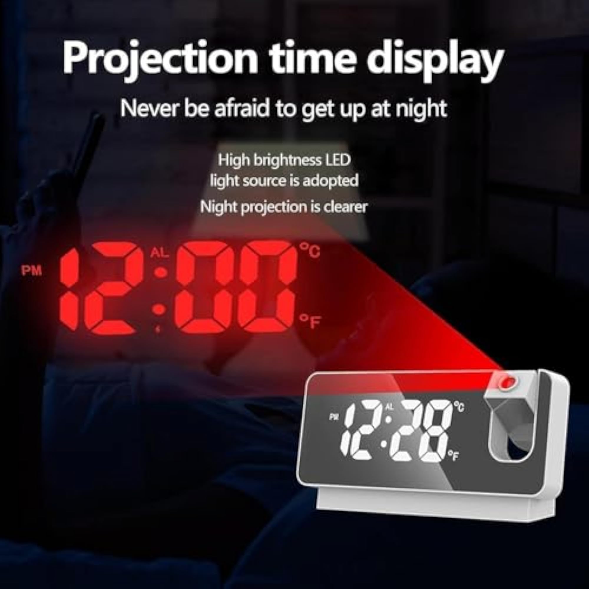 Projector LED Display Digital Projection Mute Mirror Clock