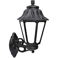 B·LED BARCELONA LED Fumagalli Aplique de Pared Farol Exterior IP55 Resina Negra con Difusor Opal Estilo Rustico Clásico con Casquillo E27 para Terraza Puerta Jardín Balcón