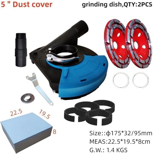 Kit de cache-poussière pour meuleuse d'angle, housse de meulage sous vide de 22,9 cm avec quatre outils, compatible avec meuleuse d'angle de 230 mm