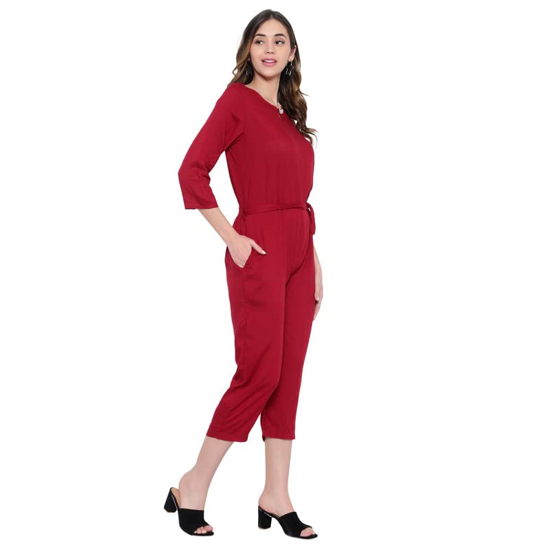 Image of Women's Knee Length Full sleeves jumpsuit (multicolor)