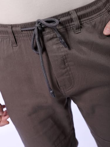 Image of The Indian Garage Co Men Slim Fit Solid Mid-Rise Biker Joggers