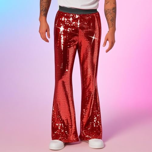 Men's Sequin Bell Bottom Pants Sparkling Nightclub Performance Casual Pants2