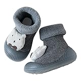 Boys Casual Shoes Winter Baby Fleece Floor Shoes Baby Indoor Non Slip Soft Bottom Toddler Shoes for Special Needs (Grey, 4 Infant)