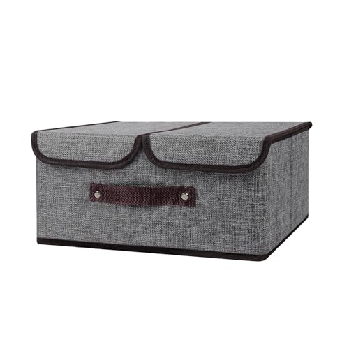 flaxarne Draw Boxes with Lid and Divider, Collapsible Underwear Organiser, Decorative Storage Boxes for Bedroom Closets Dormitory Apartment 36 * 25 * 15 cm