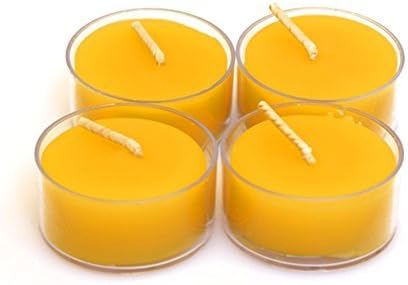 100% Pure Original Refined Beeswax Tea Light Candles with Spacial Chemical Free 100% Cotton/Beeswax Wick *BOUNS* Get a free DRIPLESS beeswax lighter Wick