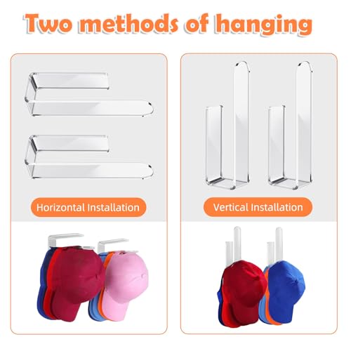 CEUQIESO Pacote com 2 organizadores de chapéus para parede, organizador de chapéus de acrílico multi
