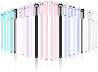 Lucywey 24 Pcs Black Gel Pens 0.5 mm Cartoon Cute Cat Gel Pen Ink Rollerball Pens Set Novelty Gel Pens for School Office Supplies for Kids Adults Students Stationery School Office