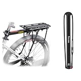 West Biking 110Lb Capacity Almost Universal Adjustable Bike Cargo Rack Cycling+Bicycle Floor Pump with High Pressure 260Psi with Presta & Schrader Valves
