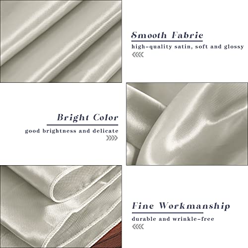 Fittmo 4 Pieces Satin Tablecloth Table Cover 58 X 102 Inch Bright Silk Rectangle Tablecloth Overlay Satin Tablecloth Smooth Fabric Table Decor For Wedding Banquet Table Decoration, Ivory #TOP2