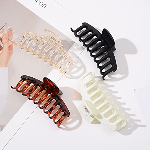 Gqlv Flower Hair Claw Clips-4Pcs Large Claw Clips For Thick Hair,Strong Hold Nonslip Hair Clips For Women,Hawaiian Flower Claw Clips,Cute Hair Clips,Banana Clip For Thin Hair,Hair Accessories For Women Girls Holiday Gifts (D-4Pcs Classic) #TOP3