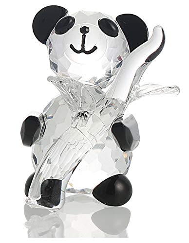 H&D Hyaline & Dora Cute Crystal Glass Panda Figurine With Bamboo For Home Office Decor #TOP7