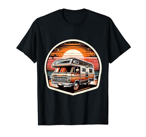 Arte retro al atardecer en furgoneta de viaje clásica vintage Camiseta