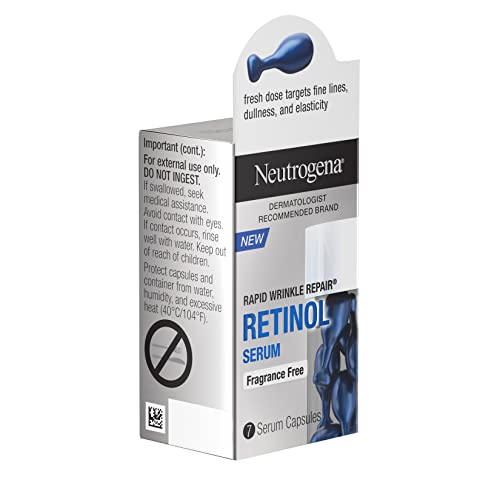 Neutrogena Rapid Wrinkle Repair Retinol Face Serum Capsules, Fragrance-Free Daily Facial Serum With Retinol That Fights Fine Lines, Wrinkles, Dullness, Alcohol-Free & Non-Greasy, 7 Ct #TOP4