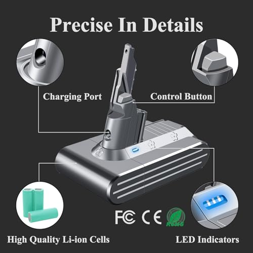 Premium 21.6V V7 Battery Replacement for Dyson V7 Battery Replacement SV11 Motorhead Animal Trigger Car+Boat Fluffy Allergy Cordless Vacuum Cleaners