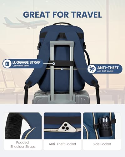 Image of LOVEVOOK 40L Travel Backpack Flight Approved Carry on Backpack,3 Packing Cubes,Waterproof Personal Item Travel Bag,TSA Carry on Luggage Suitcase Travel Essentials,Gifts for Women & Men,fits 17 inch Laptop