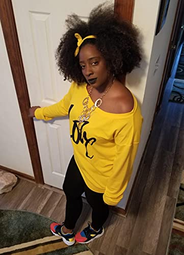 Am Clothes Womens Tops Plus Size Sweatshirts Sweaters Shirts Long Sleeve Oversized Fall Off Shoulder T-Shirts Yellow S #TOP2