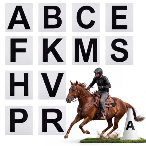 FunooFuno 12 Pcs Dressage Arena Letters Stick-on Vinyl Markers Arena for Equestrian Athletes and Events Includes A B C E F H K M S V P R 7.75 x 8 Inch Large Letter Marks