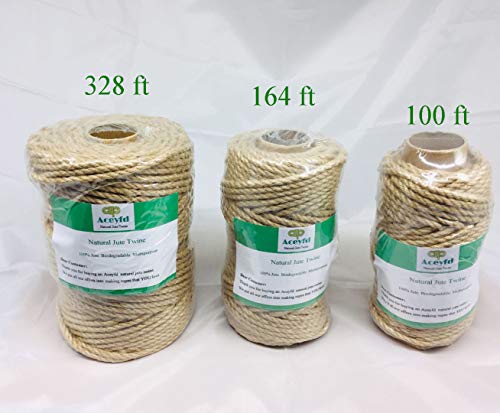 100 Feet 5Mm Jute Twine, Heavy Duty Jute Rope, Natural Hemp Rope For Diy Arts Crafts, Gardening, Bundling，Home Decorating, Cat Scratching Post #TOP4