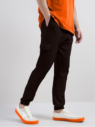 Image of Veirdo 100% Pure Cotton Regular Fit Mid Rise Trackpants with Side Pocket for Men & Boys