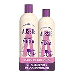Aussie Mega Shampoo and Conditioner Set, Hair Care for Dry Damaged Hair, Vegan Shampoo and Conditioner, Silicone Free, XL Value Pack, 675ml shampoo and 470 conditioner, Pack of 2