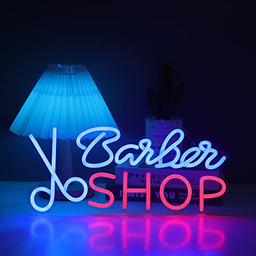 Image of Planzo Barber Shop LED Neon Light Sign Hair Salon Studio Store Wall Decor | Business Beauty Salon Neon Sign Light Wall Decor, Hairdresser Birthday Christmas Store Opening Gift, 15.75 inch x7.09 inch,USB