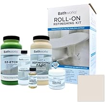 Bathworks Bathtub Refinishing Kit - Bundle- ALMOND- EZ Etch & Bathtub Refinishing; Non-Slip Protection; Tub; Tile; 16 oz. EZ Etch Porcelain, Ceramic, Etching Paste; 24 hour dry time; Resin Finish