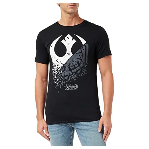 Star Wars T-shirt med delad logotyp för män, Svart (svart blk), S