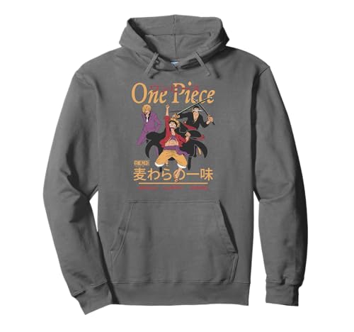 One Piece Anime Sanji Luffy Zoro Kanji Collage Pirate Pullover Hoodie