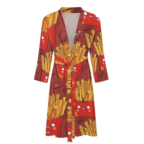 Food French Fries Potato Chips Men's Soft Robes Lightweight Long Bathrobe Loungewear for Bath Shower4