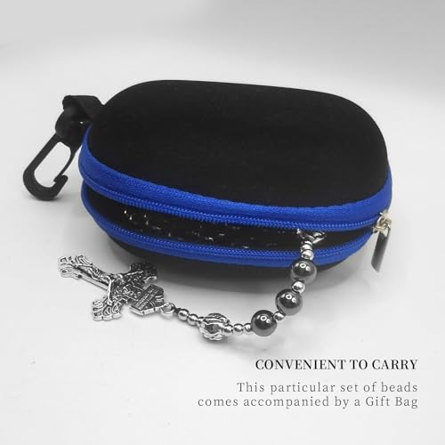 LinZengYo Rosário de hematita católico para mulheres e homens, presentes de batismo católico para me