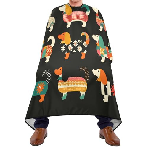 Kigai Cute Dogs Hair Cutting Cape for Men & Women Waterproof Barber Cape Professional Hairdressing Salon Styling Apron with Adjustable Closure Snap
