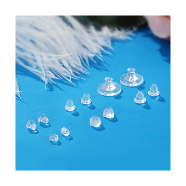 6 Styles Silicone Earring Backs for Studs, 600 Pieces Clear Soft Earring Backs Replacements Hypoallergenic Plastic Rubber Earring Backs Clutch Stoppers Kits for Fish Hook Hoops - Image 4