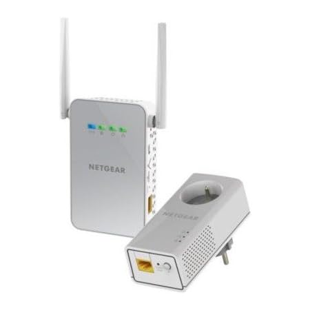 NETGEAR PLPW1000-100FRS Pack de 2 CPL 1000 Mbps dernière génération - 1 CPL Filaire avec prise Filtrée + 1 CPL Wifi