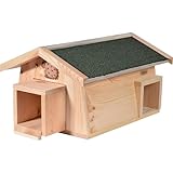 dobar® 22216e Igelhaus Mecki - Igelschlafhaus aus Massivholz - Igelhöhle für den Garten - Igelschlafplatz mit Schleuse - Igelhotel mit herausziehbarem Eingang - 54 x 35 x 26 cm - Grün